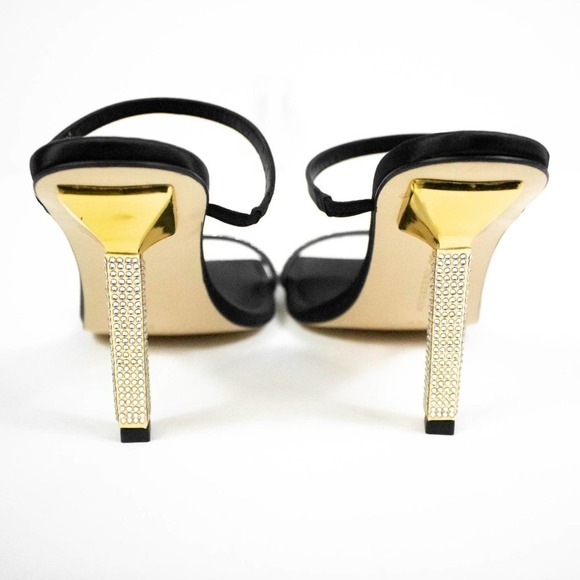 Good American Black Satin High Heels Women Size 6.5 Strappy Square Toe Stiletto - Picture 6 of 9